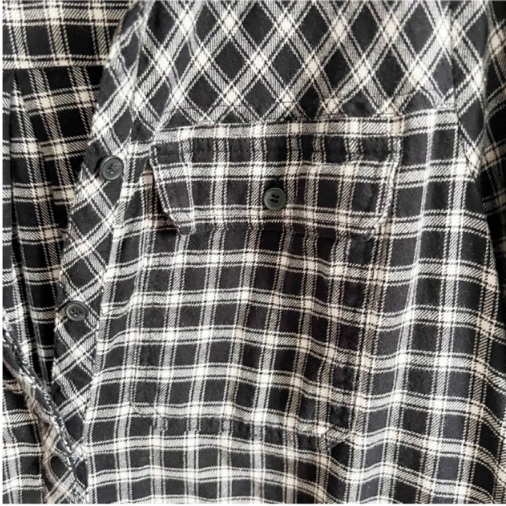 Madewell Daywalk Shirtdress black white Hilldale plaid flannel high low - Picture 4 of 10